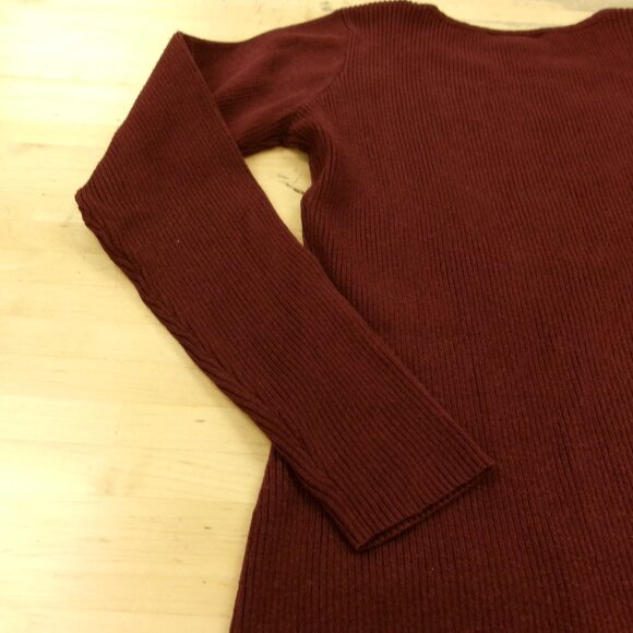 AGB Womens Ladies Maroon Burgundy Long Sleeve Pullover Tunic Sweater w/ Pockets - Picture 15 of 16